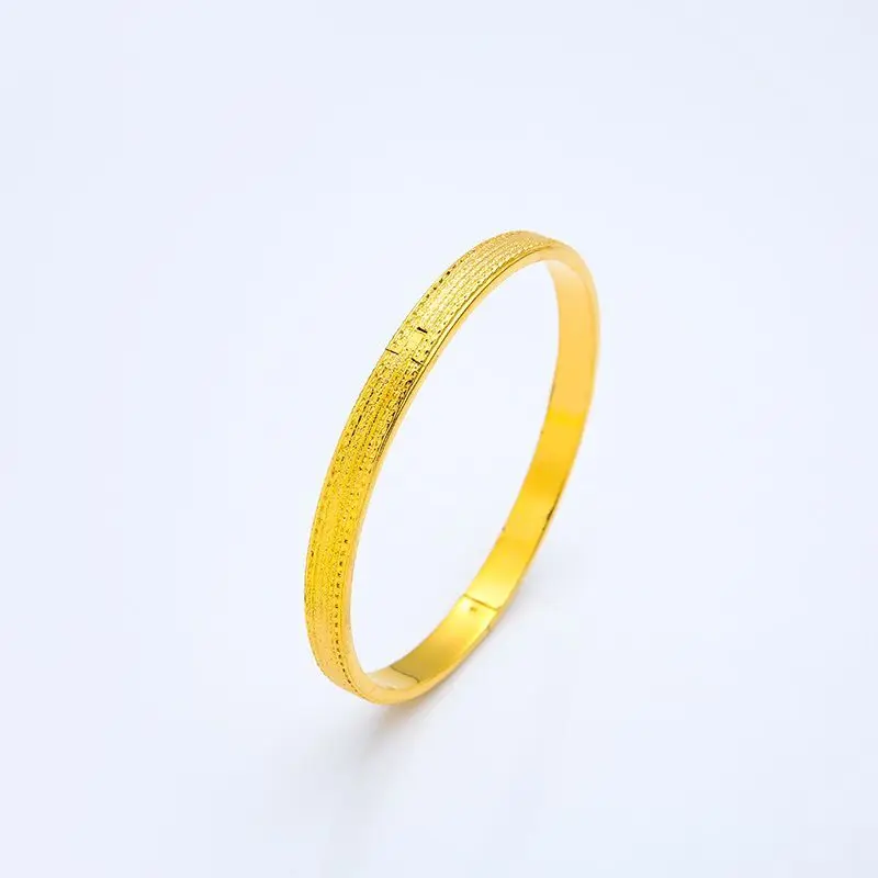 Wholesale Jewelry-- Embroidery Bangles and Bracelets 58mm For Women Wedding Jewelry Pure Gold Color