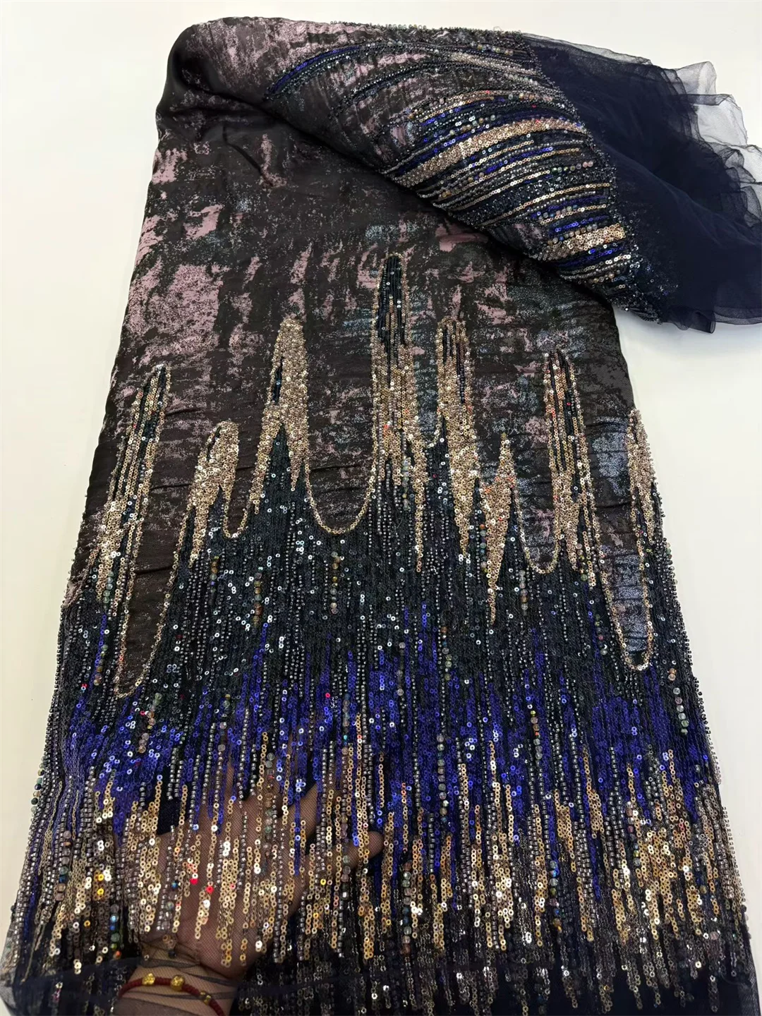 Wholesale Sequins African Lace Fabric 2025 French Embroidery High Quality Luxury Heavy Beaded Bridal Wedding Lace