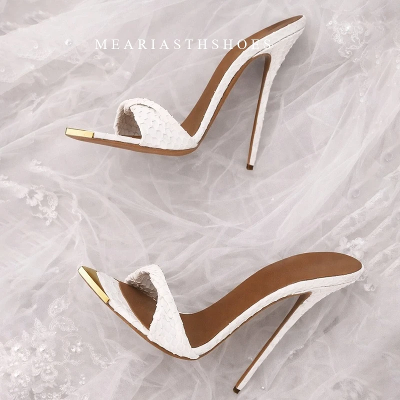 2026 Leopard Print Slim High Heels 10cm 12cm Women's Shoes Metal Pointed Head Ladies Pumps One Word Suede Slippers Casual Shoes