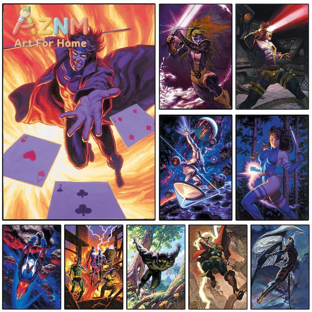 2D Flat Posters & Prints,Gambit X-Men Marvel Superhero Comic Canvas Wall Art,2D Flat Frameless Print,Home Decor for Boys Bedro