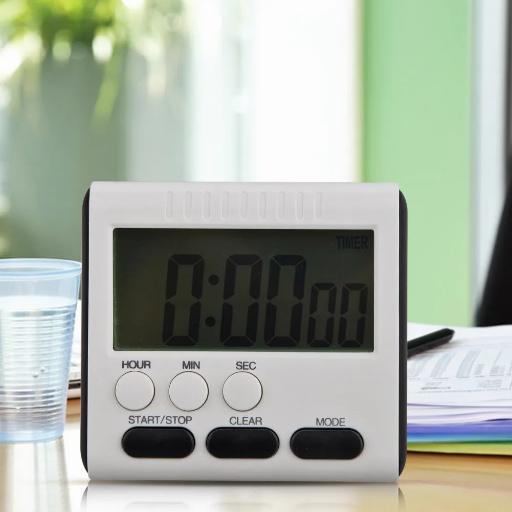 Multifunction Digital Kitchen Timer 24 Hour Kitchen Electronic Clock Portable LCD Digital Display Practical for Kids and Seniors