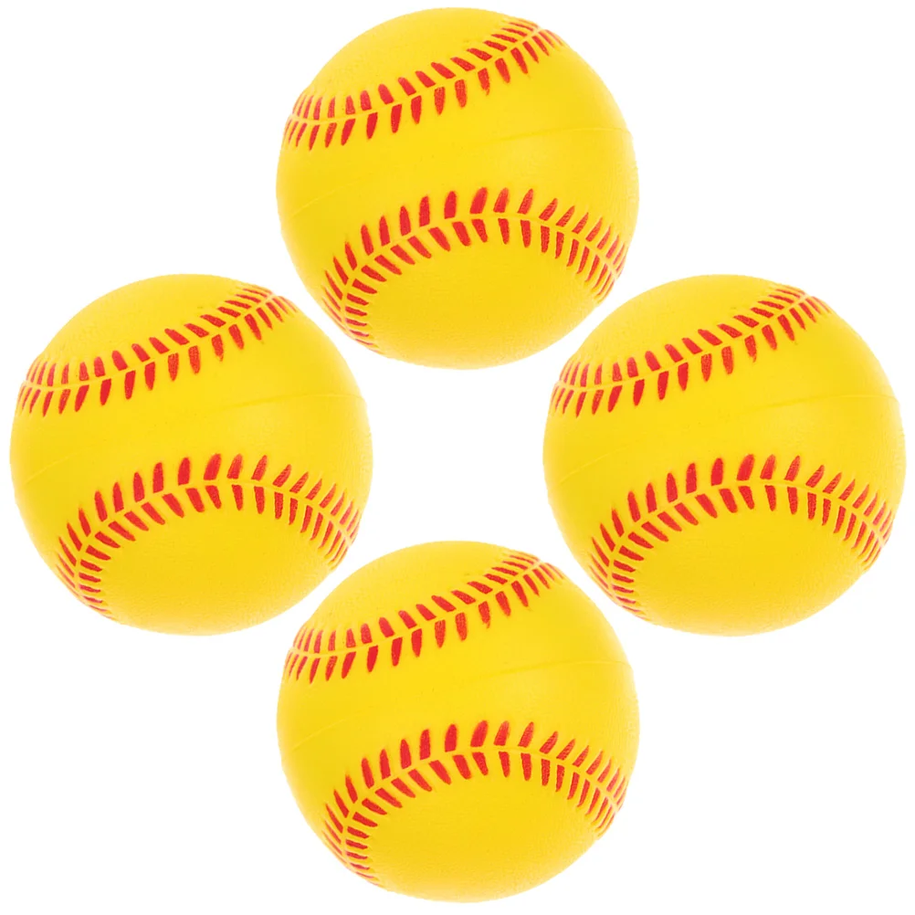 

4 Pcs Sponge Kids Baseball Practice Training Baseballs Sports Softballs Pu for Pitching Student