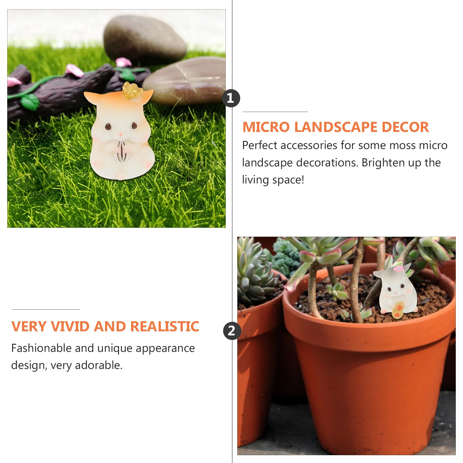 

8Pcs Succulent Ornaments Hamster Shaped Crafts Stylish Exquisite Appearance Design Moss Micro Landscape Decorations Lovely