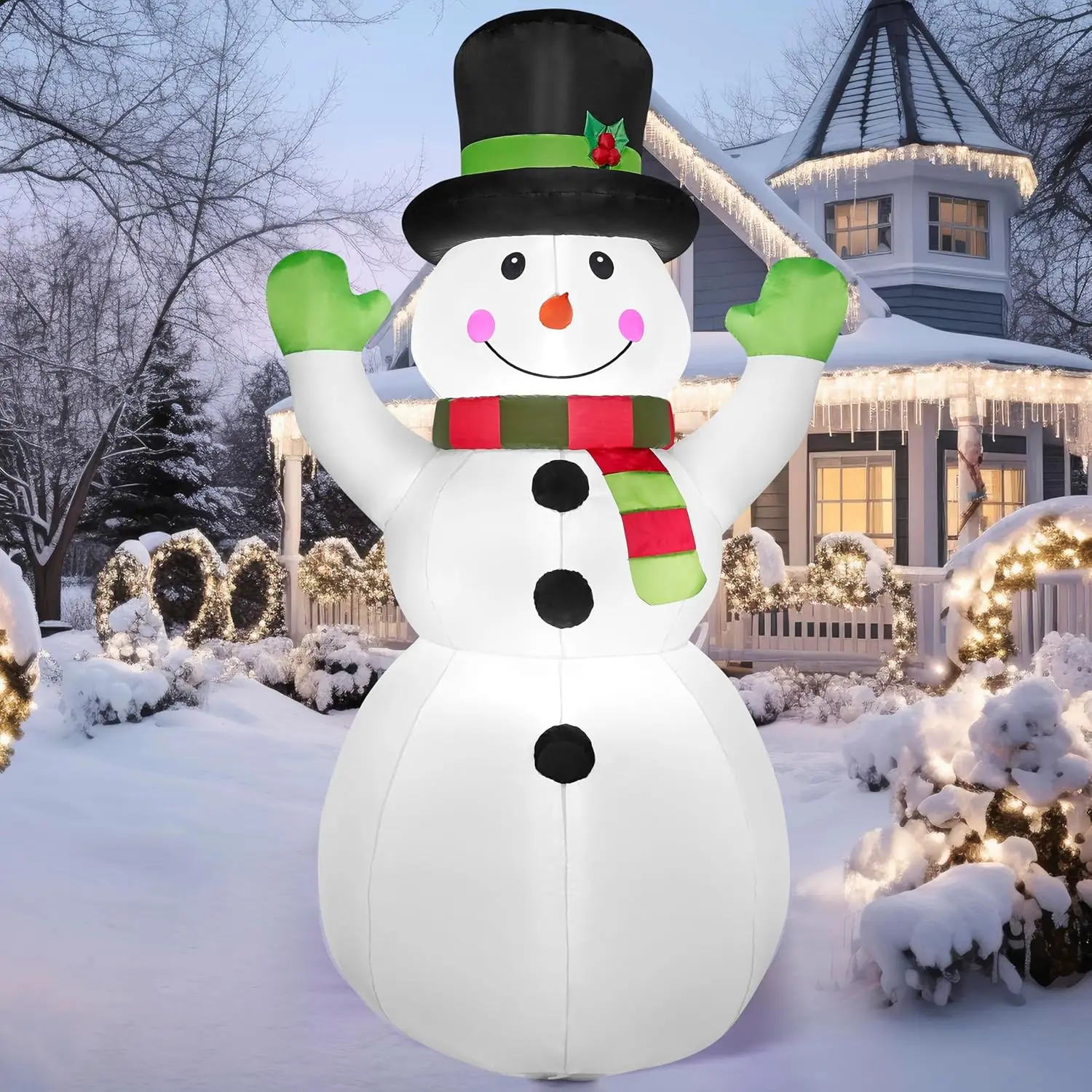6 FT Tall Christmas Inflatable Snowman Decorations with Built-in LEDs with Magic Hat for Christmas Party Garden Decoration