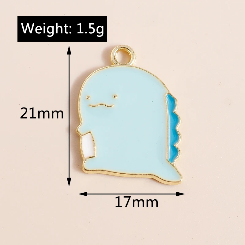 20 Stück 17x21mm Cartoon-Emaille-Hai-Anhänger für Schmuckherstellung, Ohrringe, Halsketten, Armbänder, DIY-Bastelzubehör – Detail 1