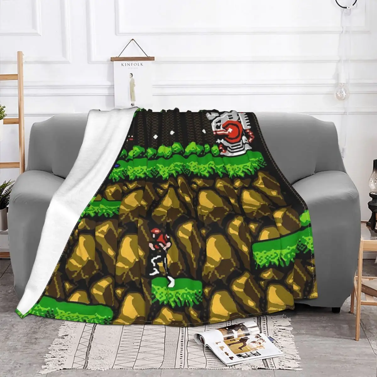 Game Contra Blanket Fleece Velvet Spring Super Warm Thin Lance Bean Game Interface Throw Blankets For Bedding Plush Thin Quilt