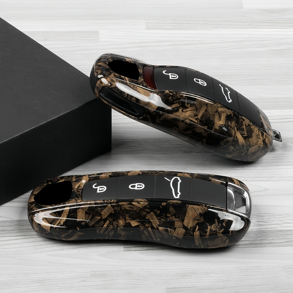 

Защитный чехол для модификации автомобильного ключа, подходит для всех моделей Porsche, с текстурой под дерево, защитный кожух для ключа