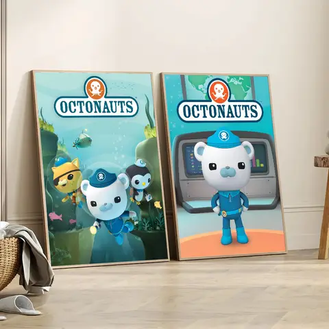 O-Octonauts 애니메이션 포스터 스티커 장식 페인팅 벽 아트, 흰색 크래프트 종이 벽 장식