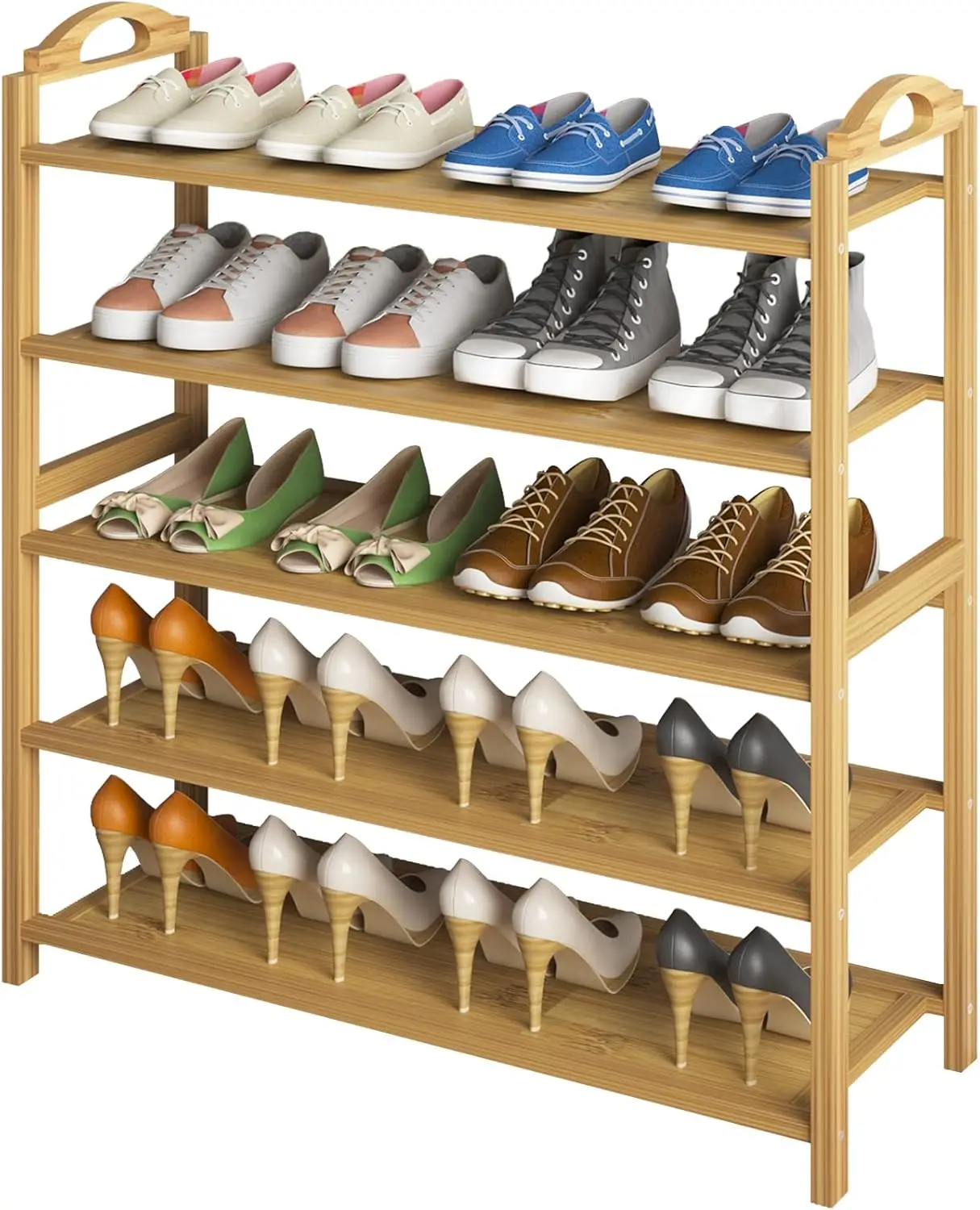 

Bamboo Shoe Rack 5-Tier Shoe Storage Organizer Entryway Shoe Shelf