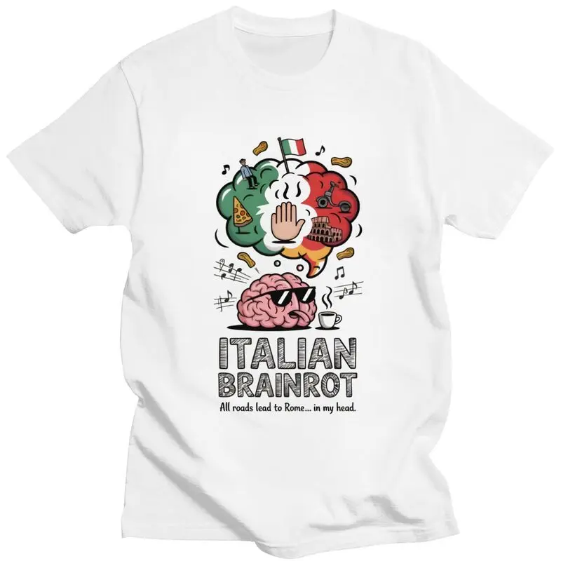 Classic Italian Brainrot Meme Collage T Shirts Unisex T-shirt Casual Graphic Tee For Husband Father Pure Cotton Slim Fit Clothes