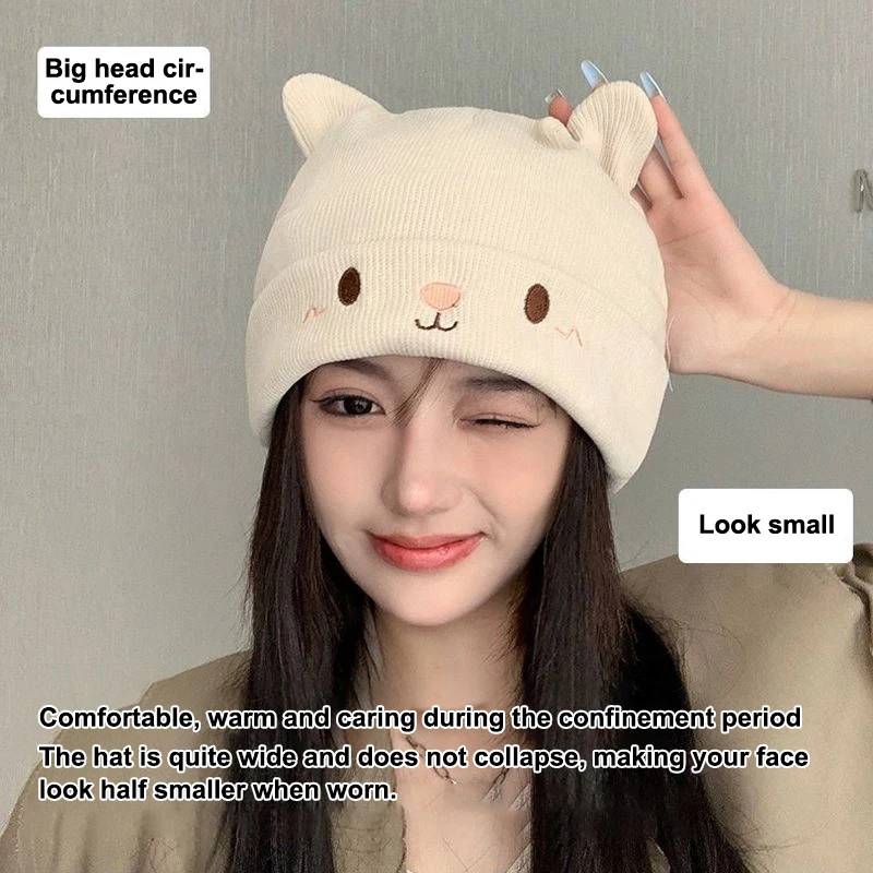 

Новая женская осенне-зимняя милая шапка, женская шапка с мультяшными медвежьими ушками, кавайная вязаная шапка для девочек, вязаная крючком шапка для женщин