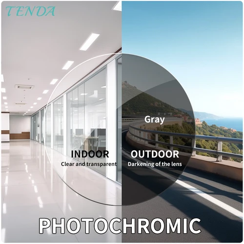 TendaGlasses 1,56 1,61 1,67 lentes fotocromáticas de resina plástica de visión única lentes graduadas de transición para lectura de miopía