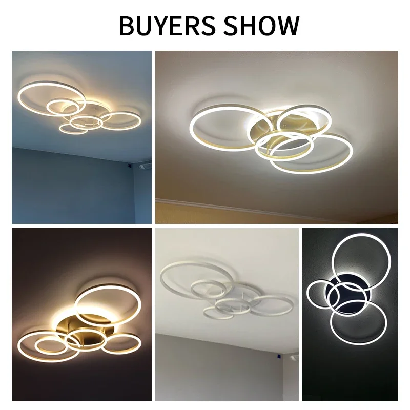 Rings Ceiling Modern LED Chandelier Lighting For Decorative Living Room Dimmable Indoor Lamps Parlor Foyer Lustres Luminaire