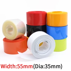 Dia 35mm PVC Heat Shrink Tube Width 55mm Lithium Battery No.7 AAA Pack Insulated Film Wrap Protect Case Pack Wire Cable Sleeve