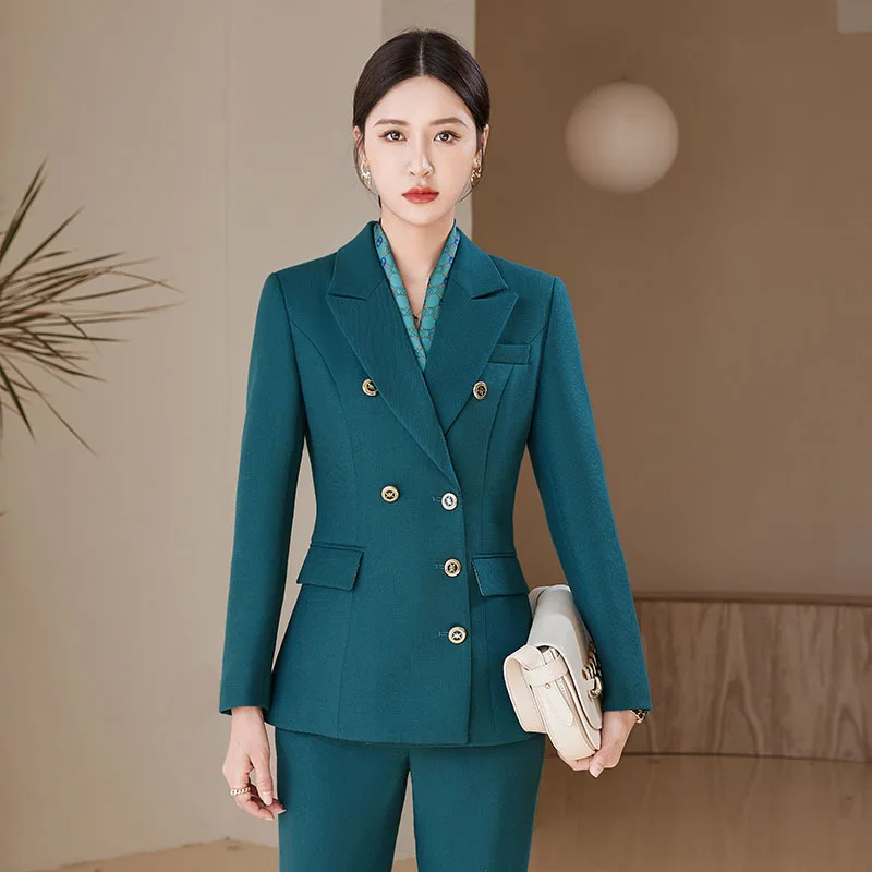 Long Sleeve New Solid Color Black Fashion Suit Dark Green Work Uniforms Dark Blue Suit Fabric Business Wear