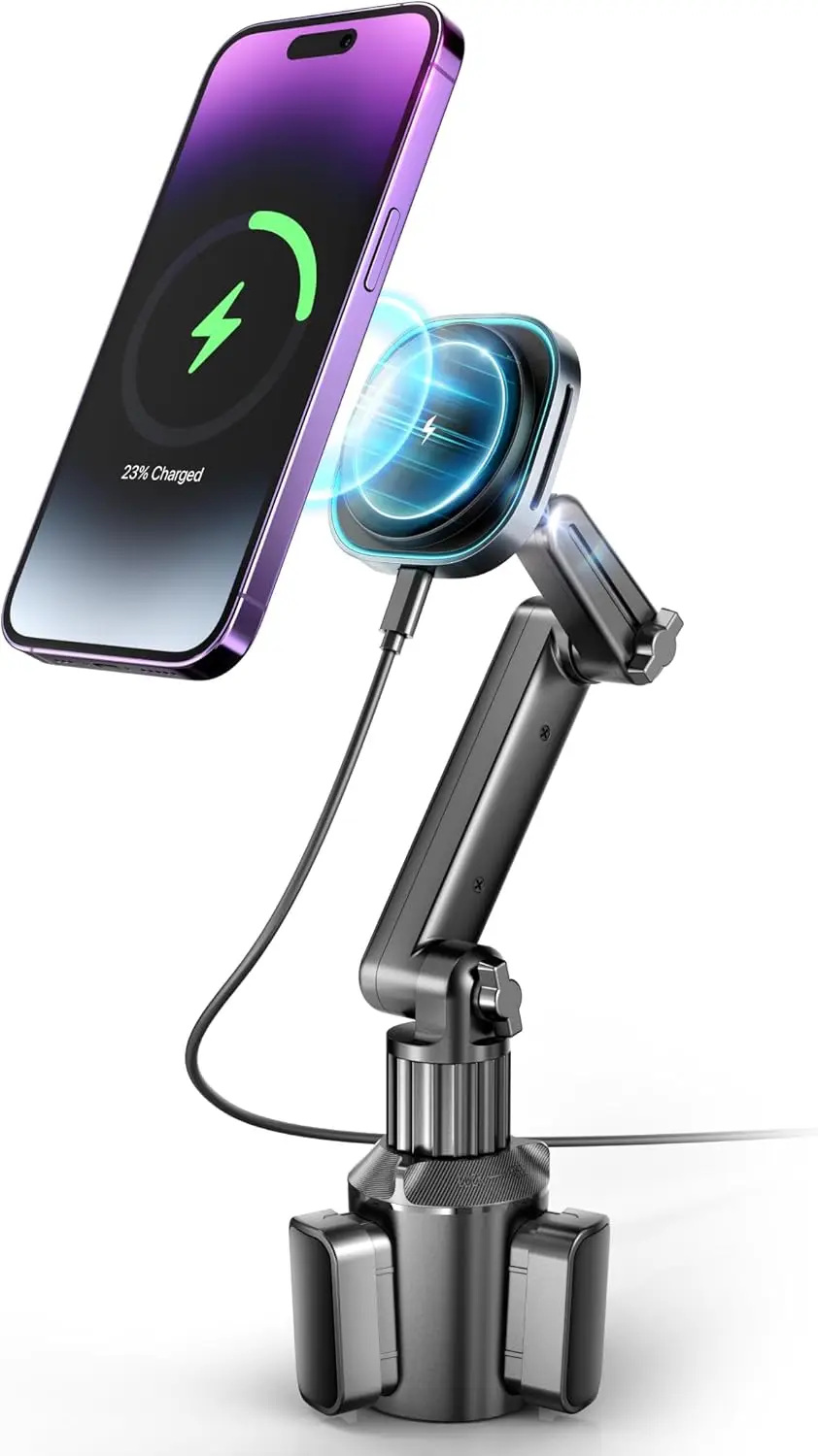 

Magnetic Phone Holder Wireless Charger for iPhone 17 & Galaxy - Black