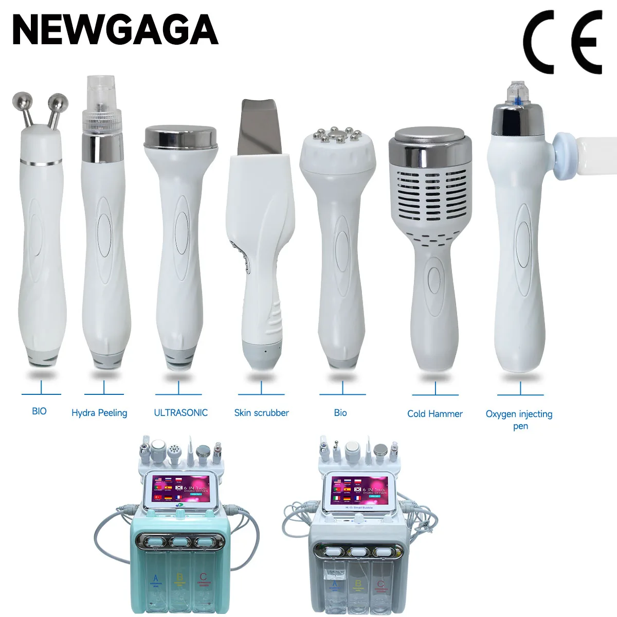 

NEWGAGA H2O2 Small Bubble Machine Replacement Accessories Ultrasonic Skin Scrubber Pore RF Facial Probe Oxygen Jet Peel Tools