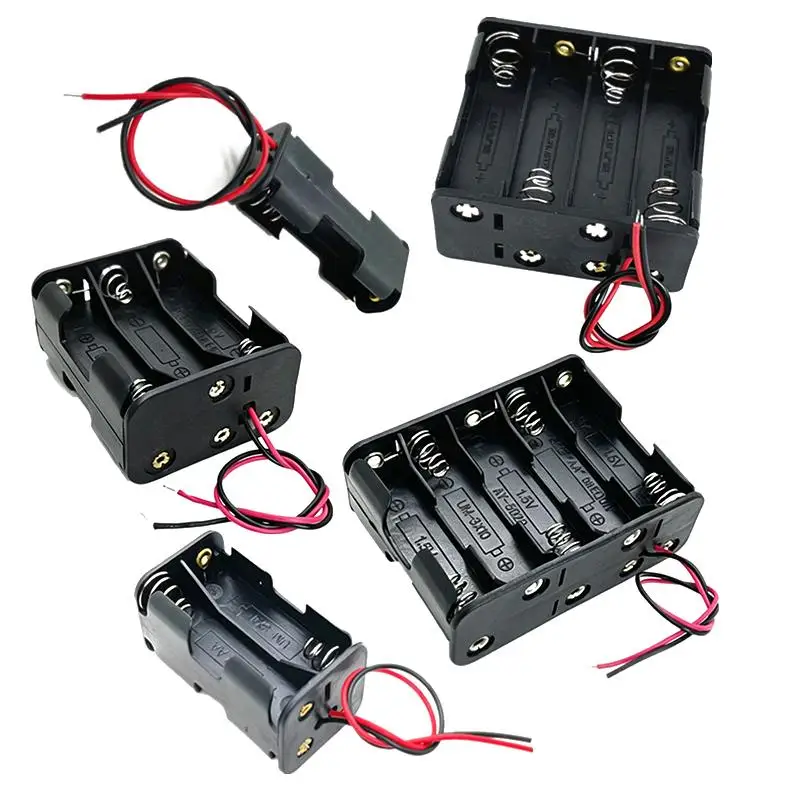 Caja para pilas AA, estuche para pilas AA con 1/2/3/4 ranuras, soporte para pilas AA 14500, caja de almacenamiento DIY con cables para conexión en serie