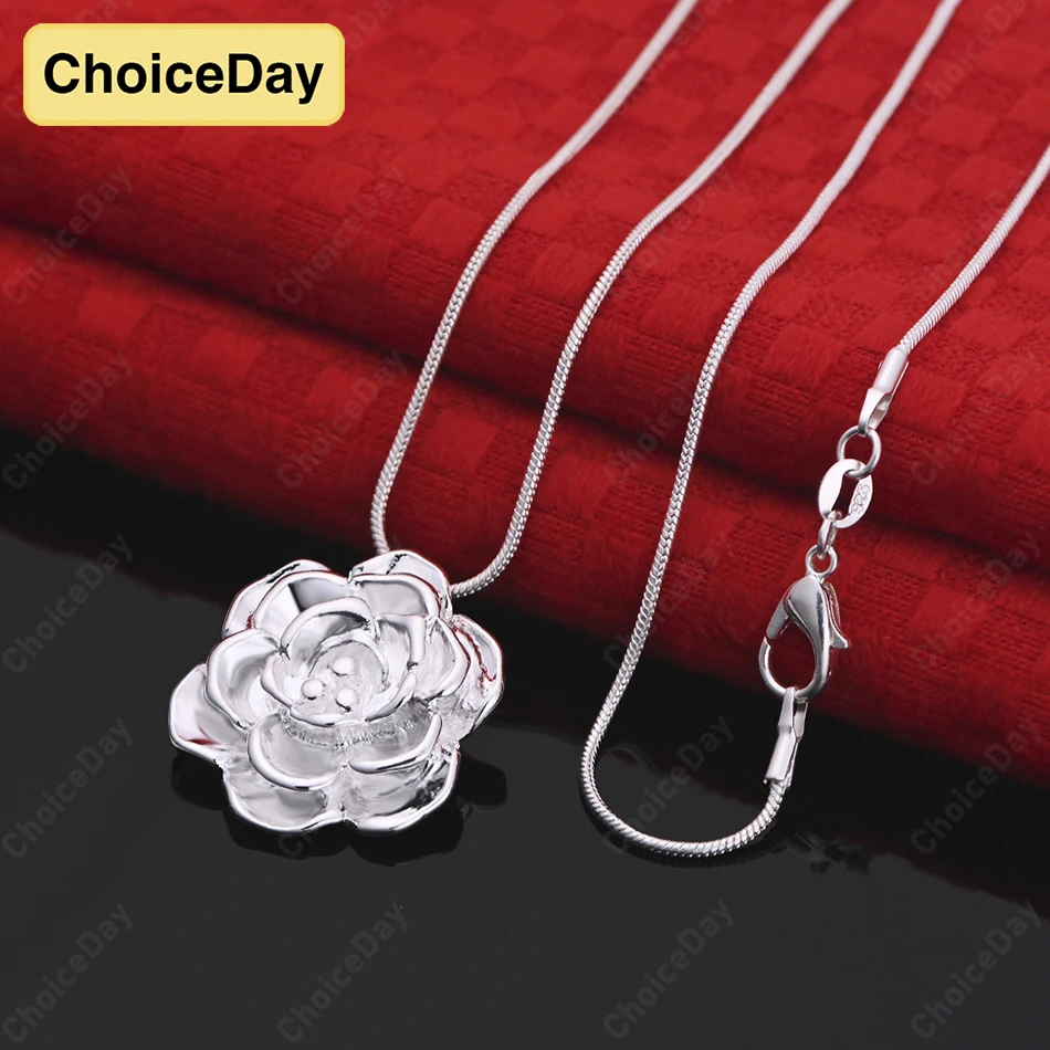 

ChoiceDay Fashion 925 Sterling Silver Exquisite Flower Pendant Necklace Women's Party Accessories Jewelry