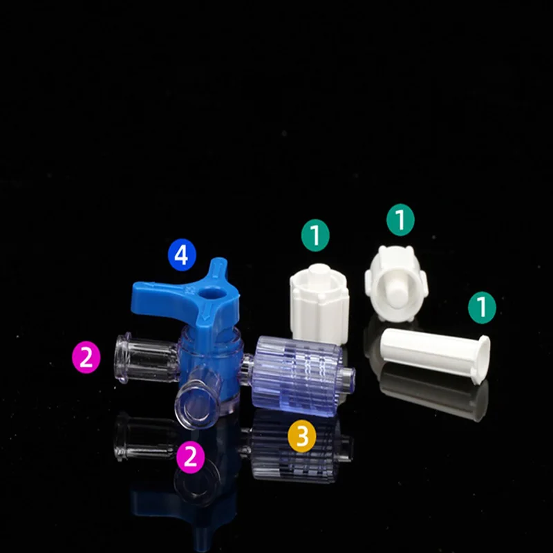 Disposable sterile three-way drug exchanger medical beauty syringe conversion joint plug valve