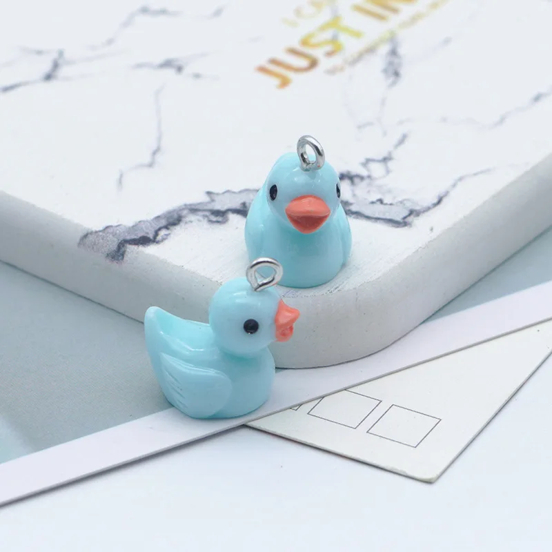10Pcs 17x18mm Colorful Resin Duck Earring Charms Diy Findings Cute 3D Phone Keychain Bracelets Pendant For Jewelry Making