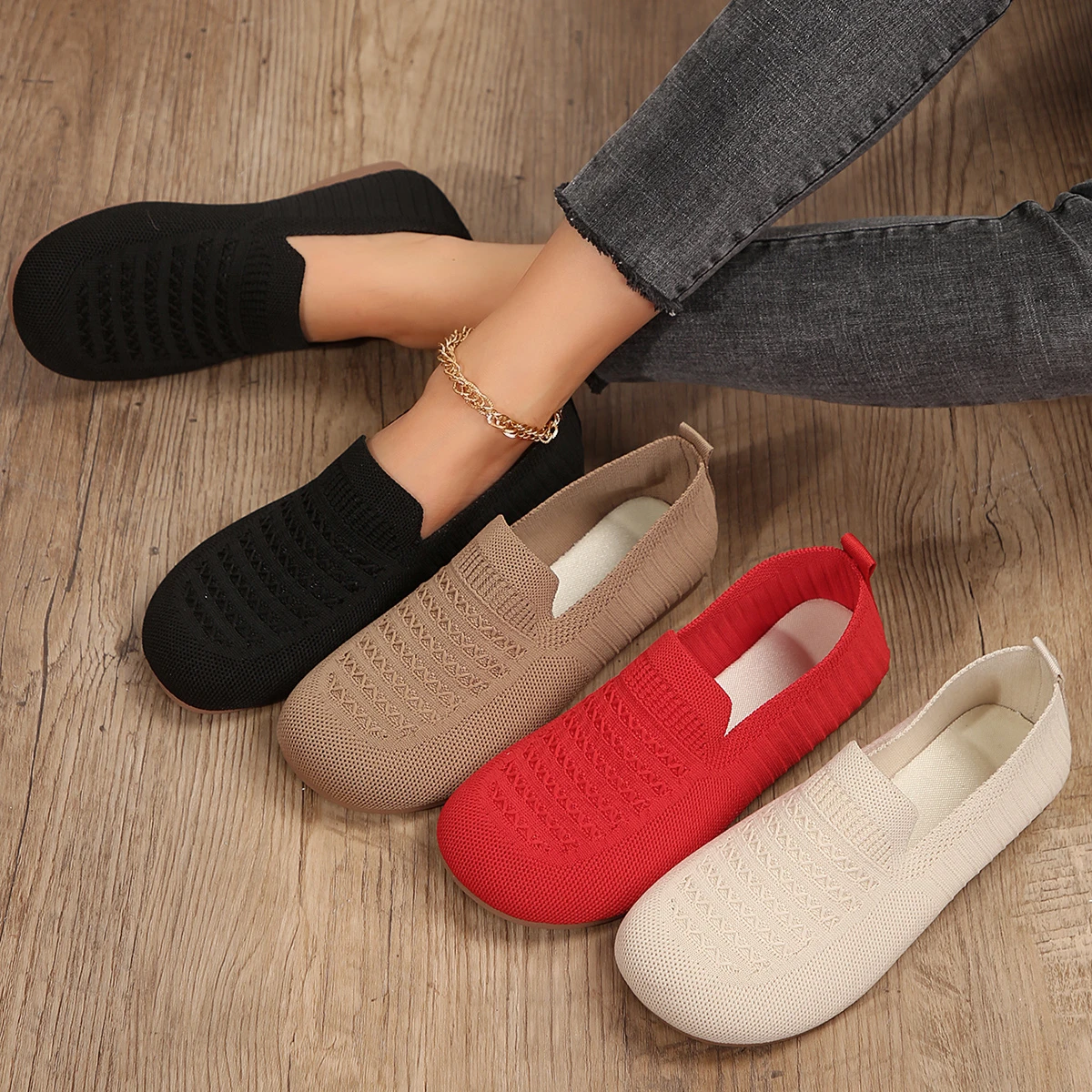 

Women Flats 2024 Summer Mesh Breathable Ballet Women Square Toe Loafers Shallow Flats Driving Sneakers Shoes Zapatos De Mujer