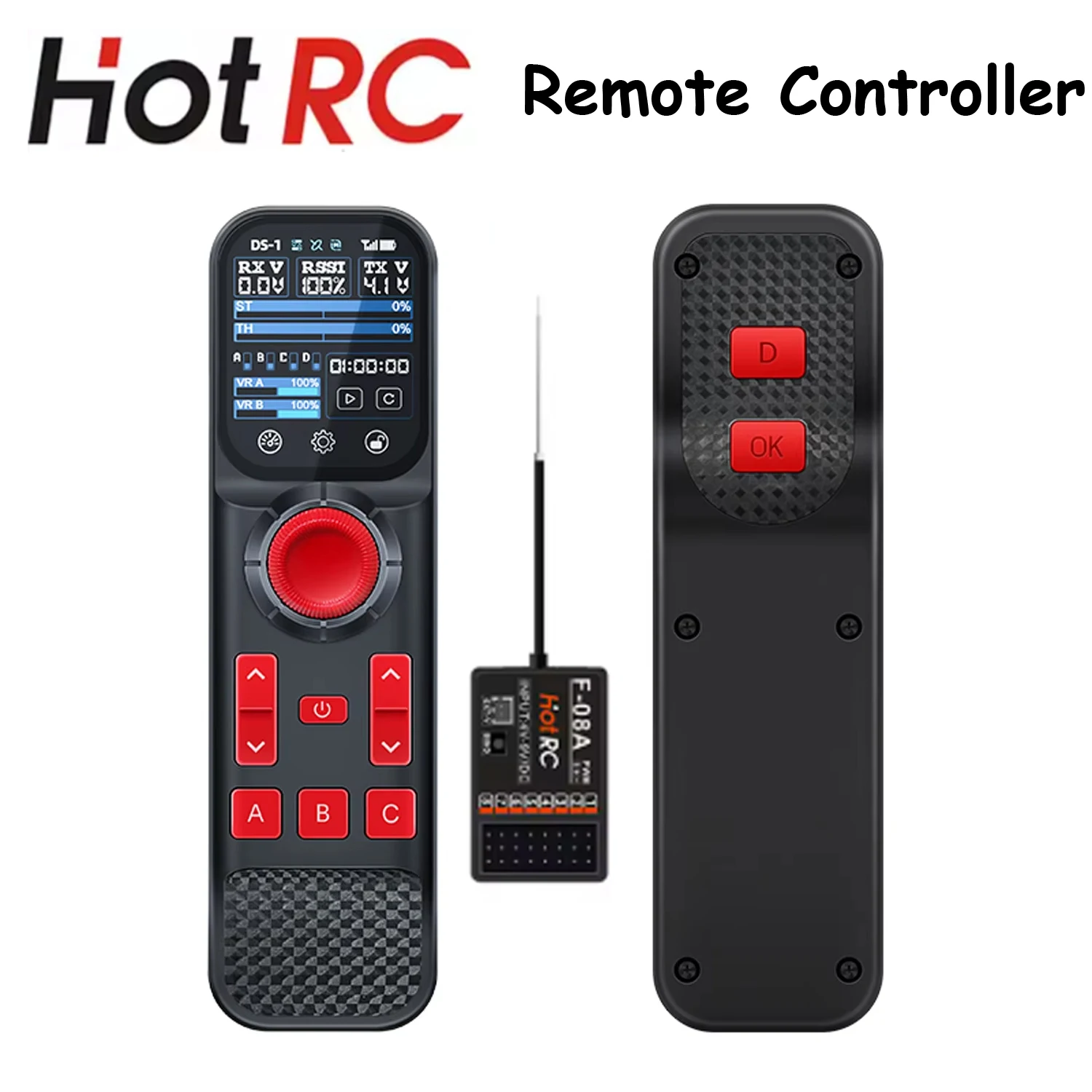 

HOTRC DS-800 8CH 2.4G Radio System DS800 Transmitter Touchable Color Screen Remote Control with F-08A Receiver for RC Boat Car