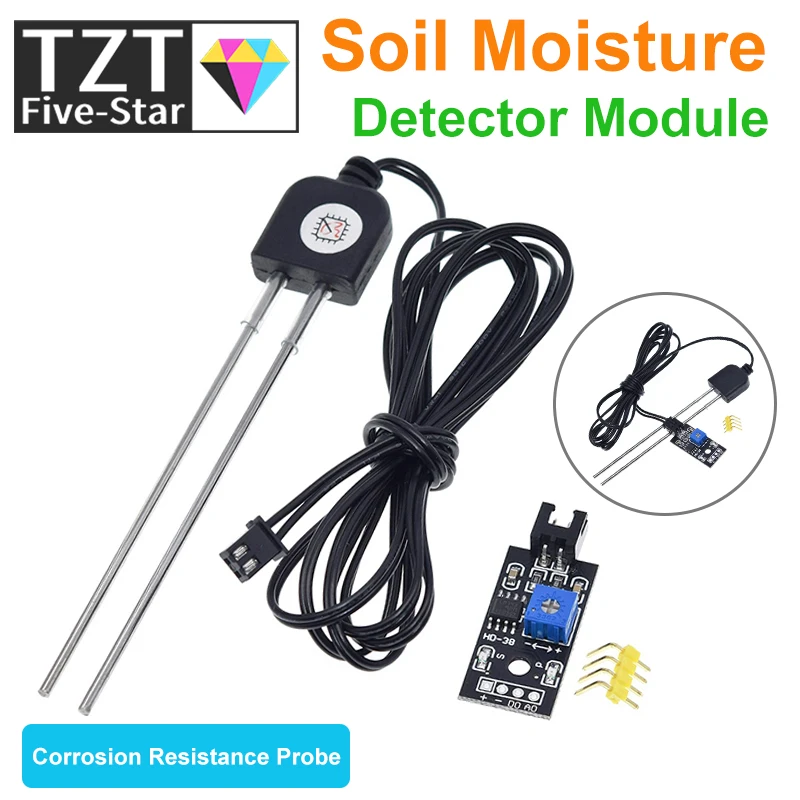 Soil Moisture Detector Module Soil Humidity Sensor Meter Hygrometer Water Tester Corrosion Resistance Probe DC 3.3-12V