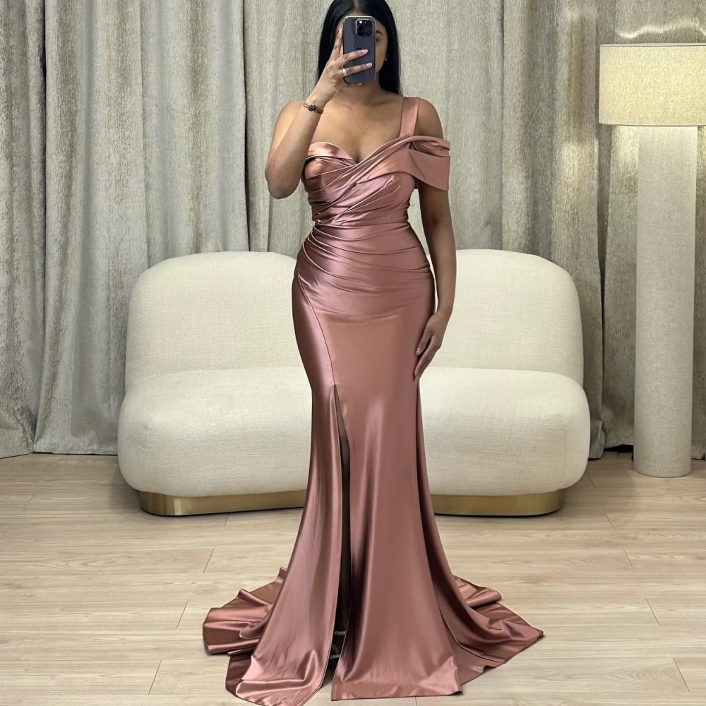 Carolina Off-Shoulder Evening Dresses Women Saudi Arabia Mermaid High Split Vintage Wedding Guest Elegant Formal Party Gowns