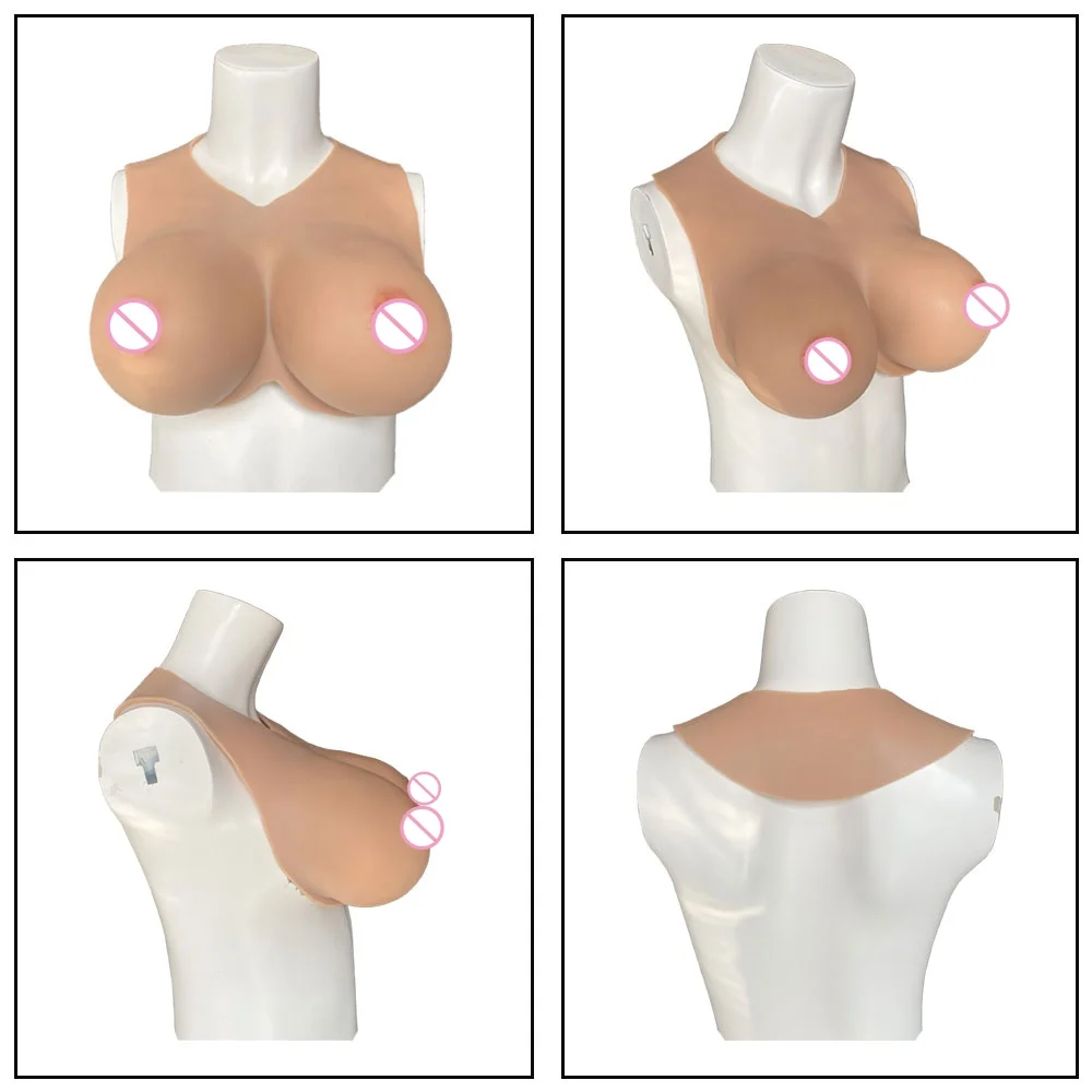 Silicone Breast Forms Bodysuit BCDEG Huge Fake Boobs Plate Shemale Drag Queen Crossdress Transvestite Cosplay Nipple Shake