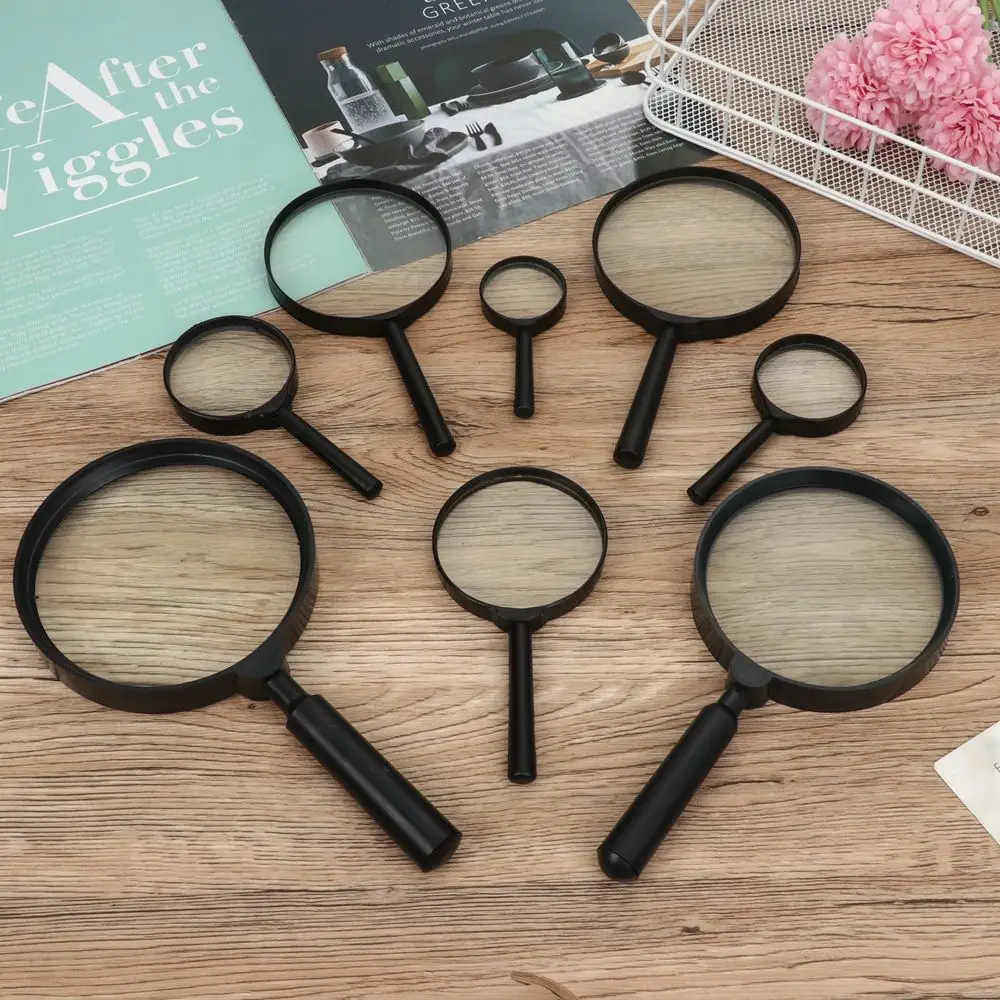 Plastic 40/50/60/75/90/100/110/130mm Educational Tool 1~6X Magnifying Jewelry Loupe Hand Held Magnifier Reading Glass Lens