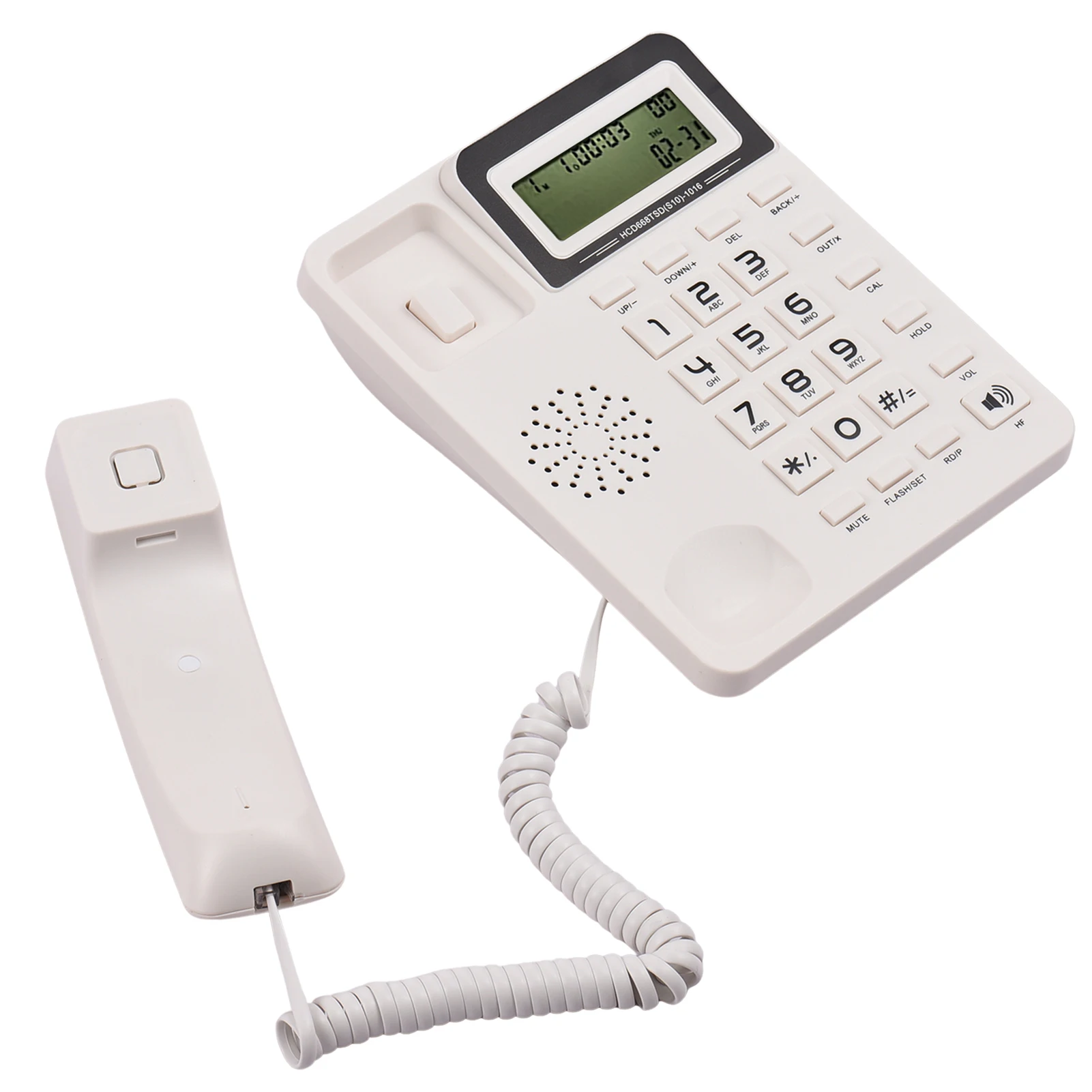 Desktop Corded Landline Phone Fixed Telephone with LCD Display Mute/ Pause/ Hold/ Flash/ Redial/ Hands Free/ Calculator