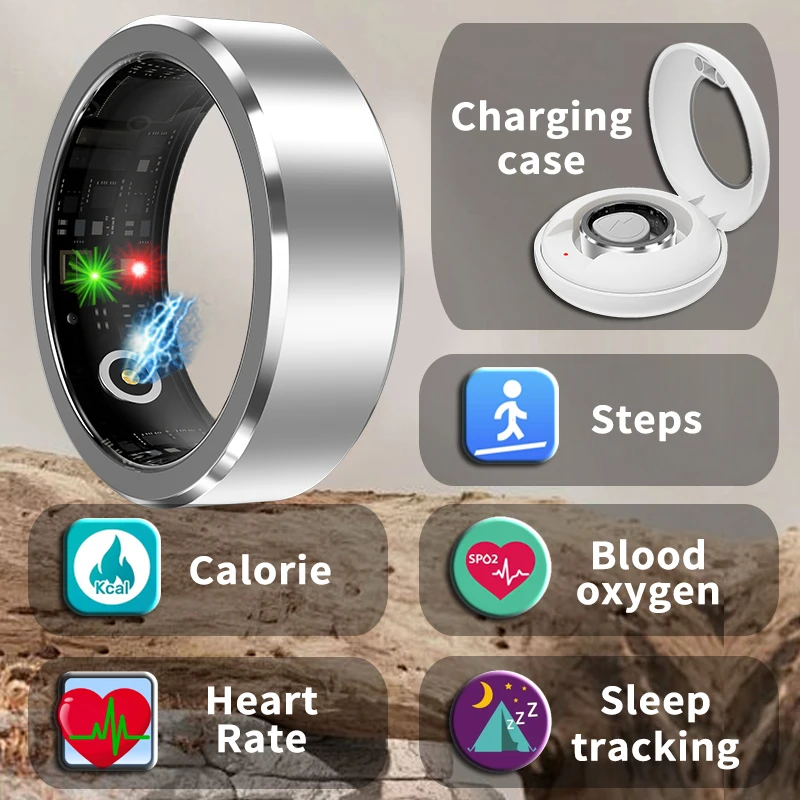 

2024 Smart Ring For Men Women Heart Rate Blood Oxygen Monitoring Multi Sports Modes IP68 Waterproof Smart Rings For Android IOS