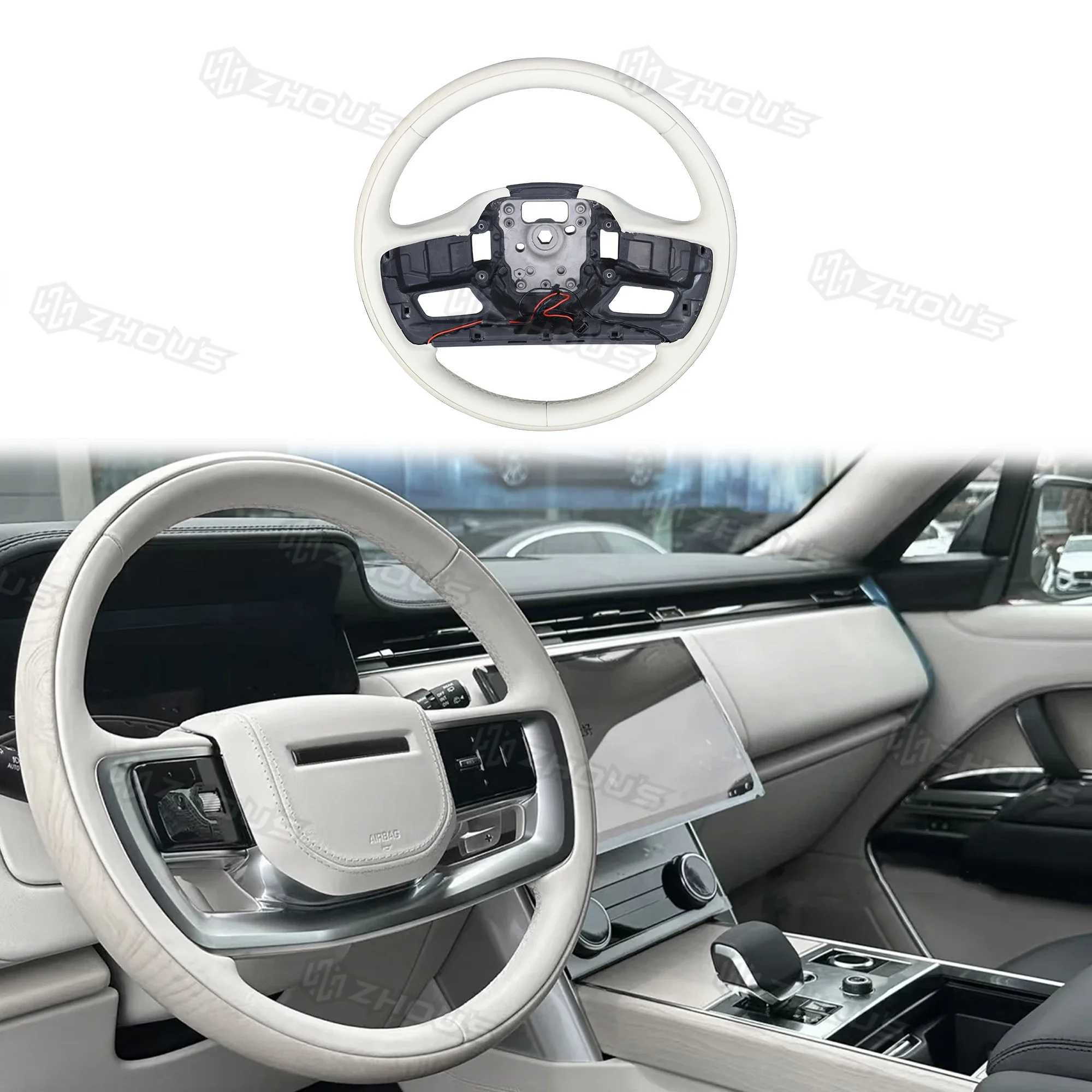 High Quality Customized White Wooden Auto Car Steering Wheel For Range Rover Vogue L460