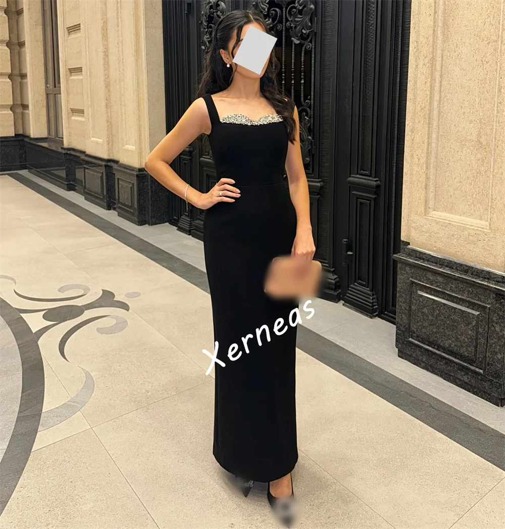 Vestidos de noite de luxo femininos personalizados glitter strass querida pescoço em linha reta midi vestidos sob medida ocasião elegante festa