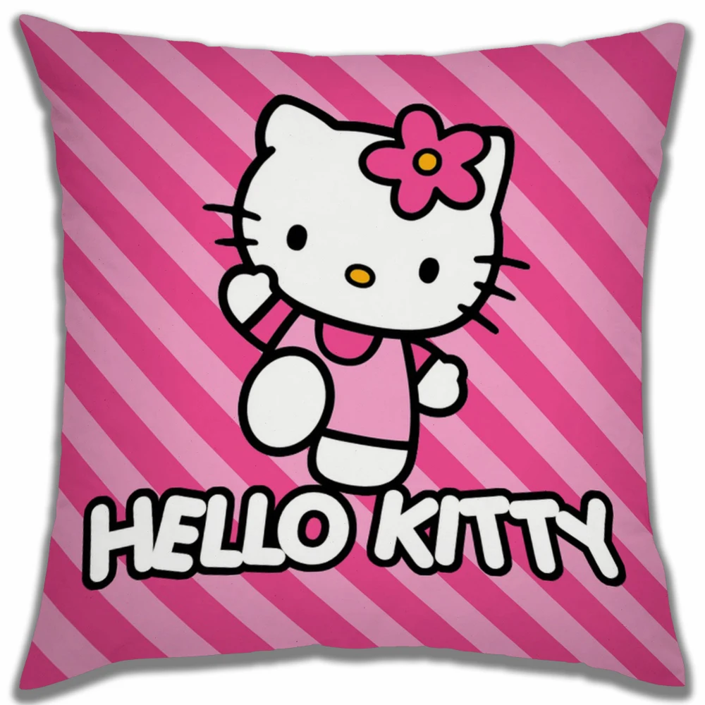 Housse de coussin Hello Kitty 45x45, taies d'oreiller décoratives, coussins de lit pour canapé décoratif, taie d'oreiller 45x45