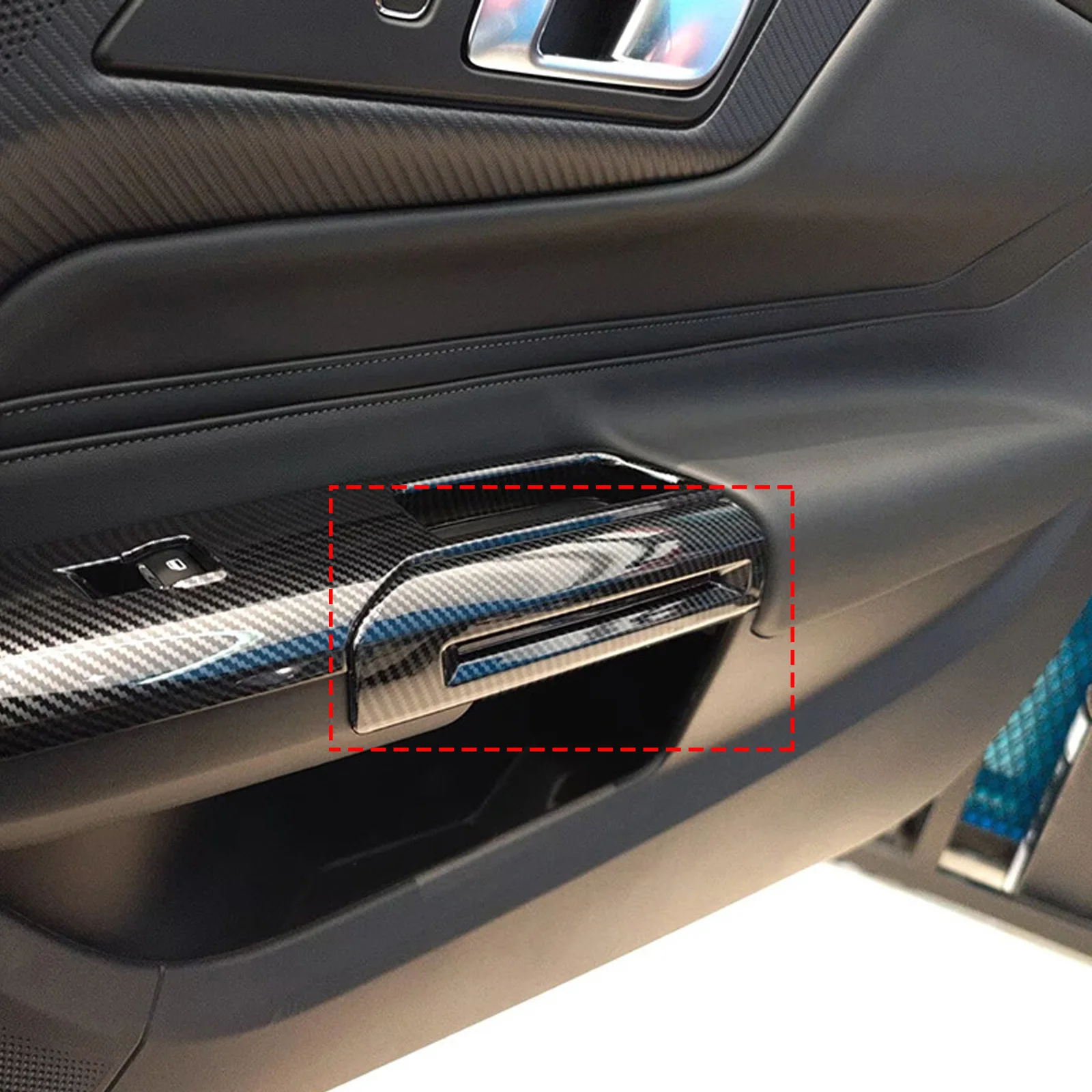 ABS Carbon Fiber Gate Door Handle Decoration Cover Trim for Ford Mustang 2015 2016 2017 2018 2019 2020 Car Interior Accessories