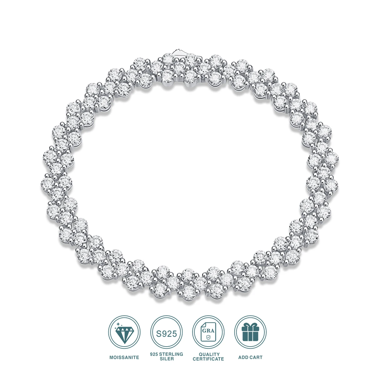 3MM Round Moissanite Triple Diamond Combination Tennis Bracelet GRA Certified S925 Silver All Diamonds Bracelet Fine Jewelry