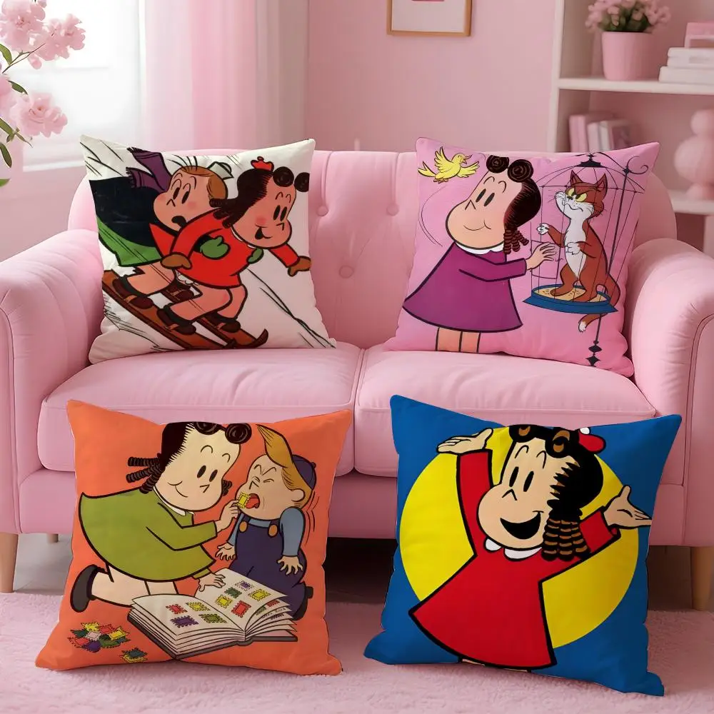 Cartoon T-The Little Lulu Show Cushion Cover Breathable Linen Pillowcase Summer Odorless Eco-Friendly Invisible Zipper Washable