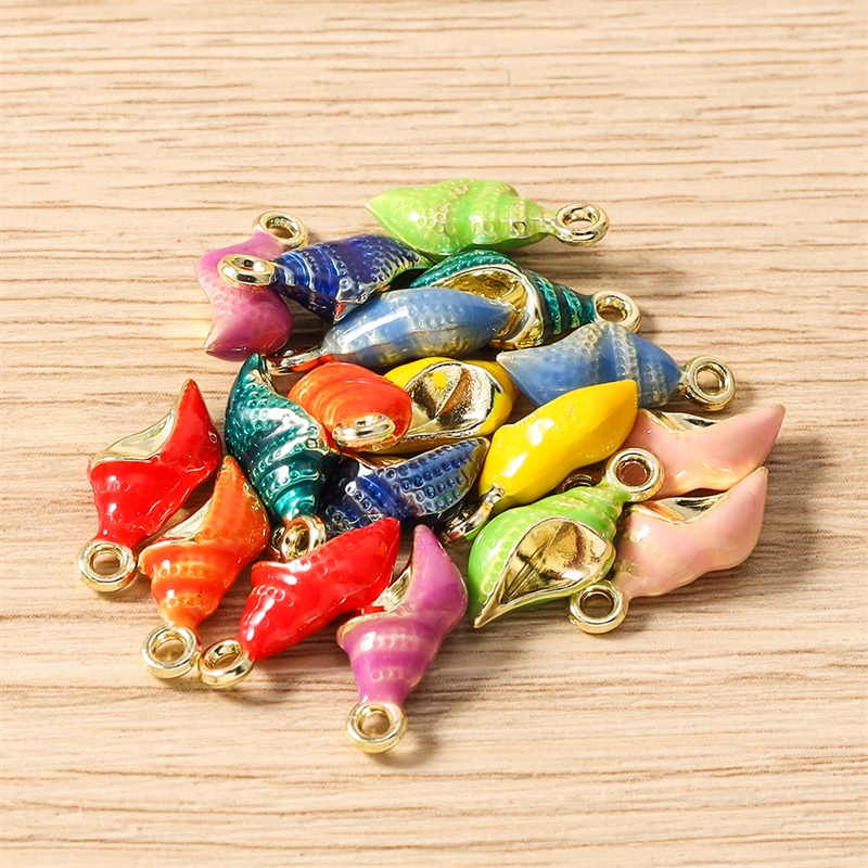 5 Stück 7x16mm Niedliche Bunte Emaille-Muschel-Anhänger für Schmuckherstellung, Halsketten, Ohrringe, Armbänder, DIY-Bastelzubehör – Detail 13