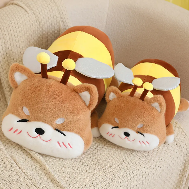 Juguetes de peluche creativos de abeja Capybara Shiba Inu, muñecos suaves de dibujos animados, almohada, regalos de cumpleaños para novia, decoración de habitación, 35/50cm