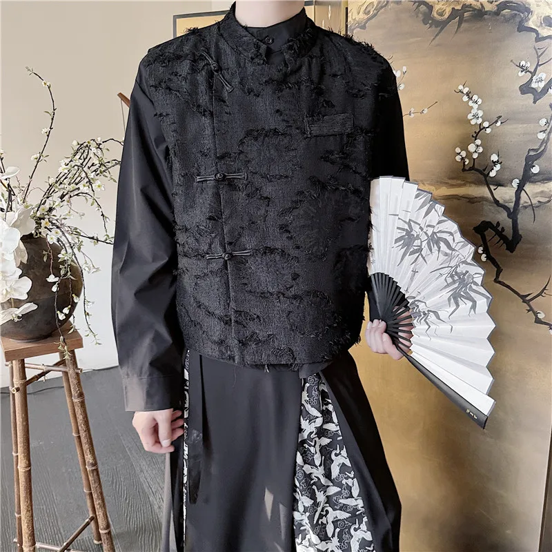 UMI MAO Top 2024 Spring Summer New Trendy Stylish Personalized Design Cloud Pattern Fabric New Chinese Unisex Vest Long Coat