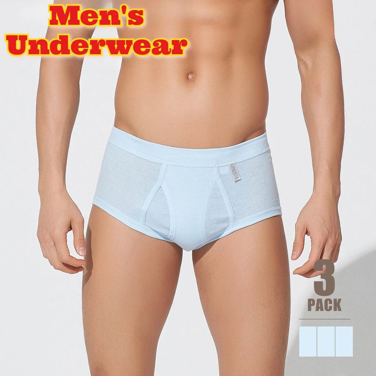 Comfortable Men Cotton Underwear 3 Pack Breathable Soft Seamless Boxer Briefs Mid Waist Underwear Men Elastic Comfort Underpants