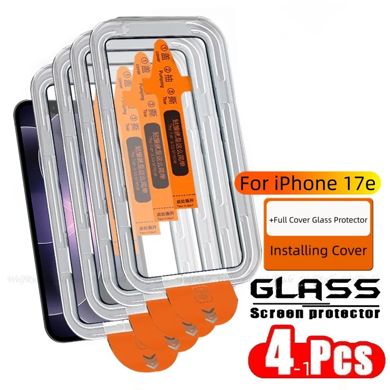 1-4 Stück für iPhone 17e Glas iPhone 17e Panzerglas Vollflächiger Klebe-Schutzfilm 9H Staubfreier Displayschutz iPhone 17e