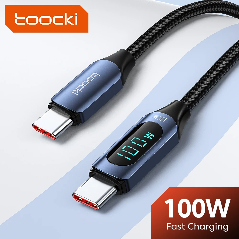 Toocki PD 100W Type C to Type C Cable 6A Fast Charging Data Cord For Xiaomi POCO f3 Realme Macbook iPad USB C Display Wire Cable