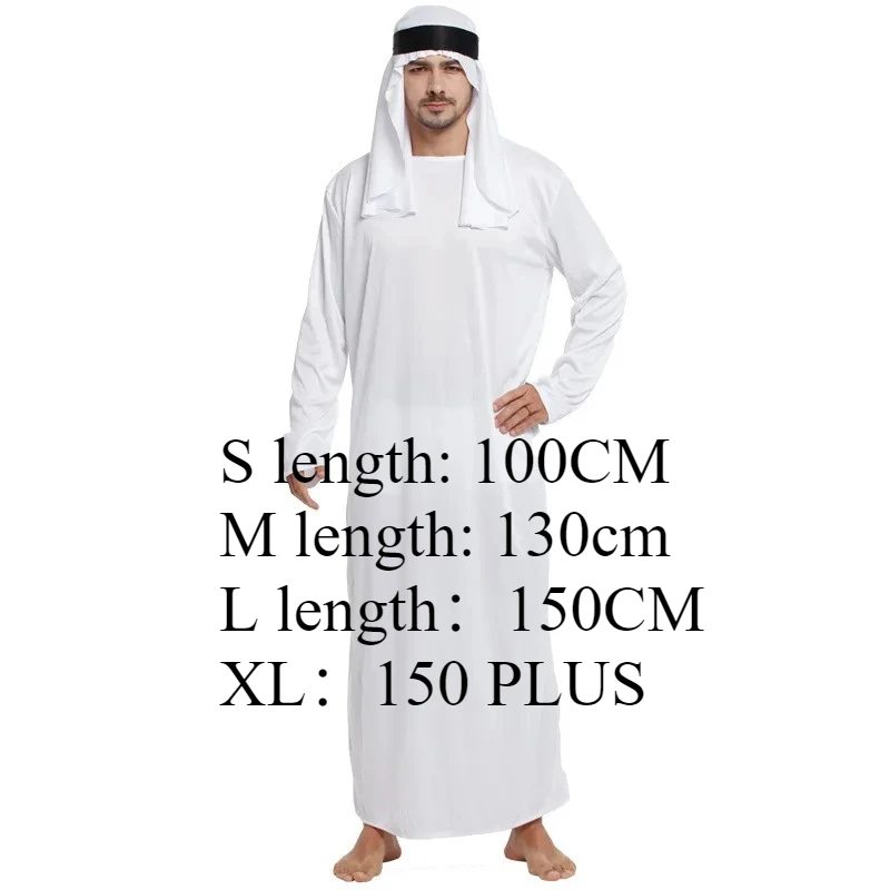 ملابس رجالية رداء عرب Uae للرجال بأكمام طويلة عرب مسلم الشرق الأوسط رقبة دائرية دبي ثوب عباية طويلة مع حزام عقال #2