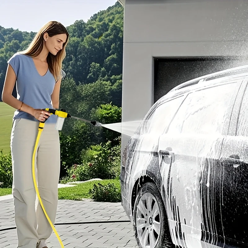 New High-Pressure Car Wash Water Gun, Household Long Rod Rubber Handle Watering Tool, Metal Nozzle, Available In Various Styles