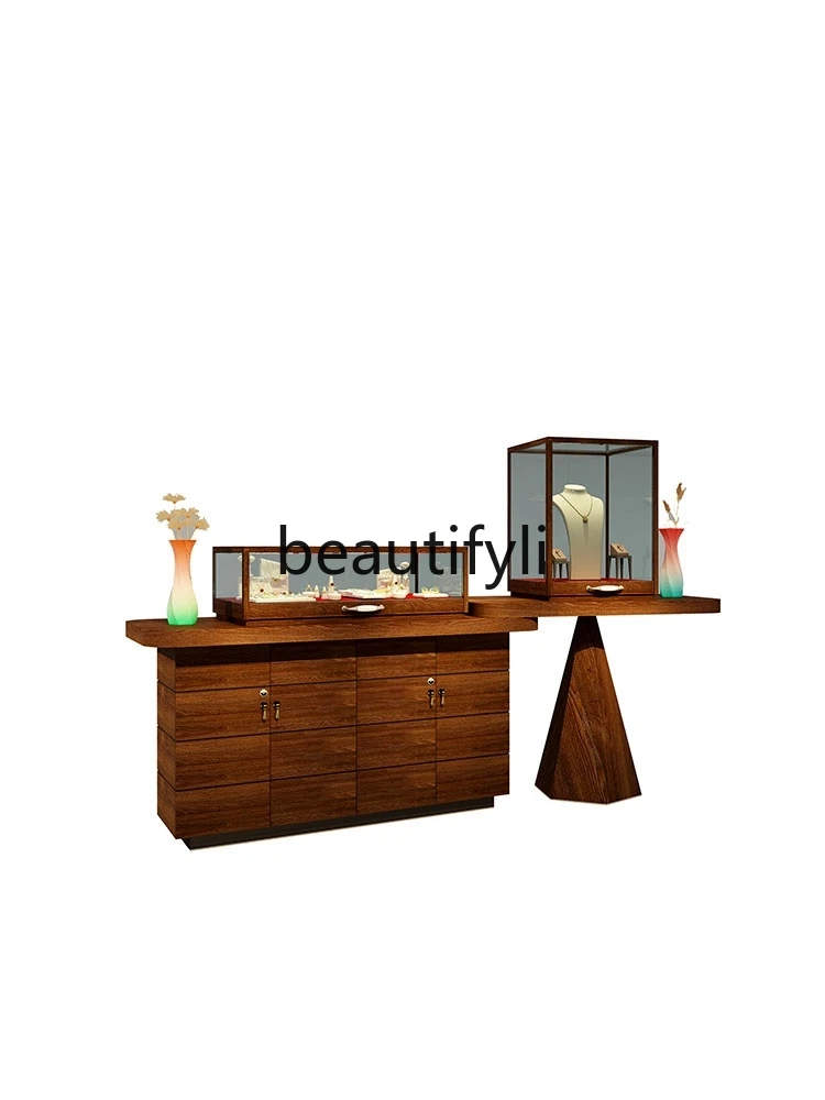 

Retro display cabinet Zhongdao glass jewelry store jade boutique medieval jewelry cabinet customization