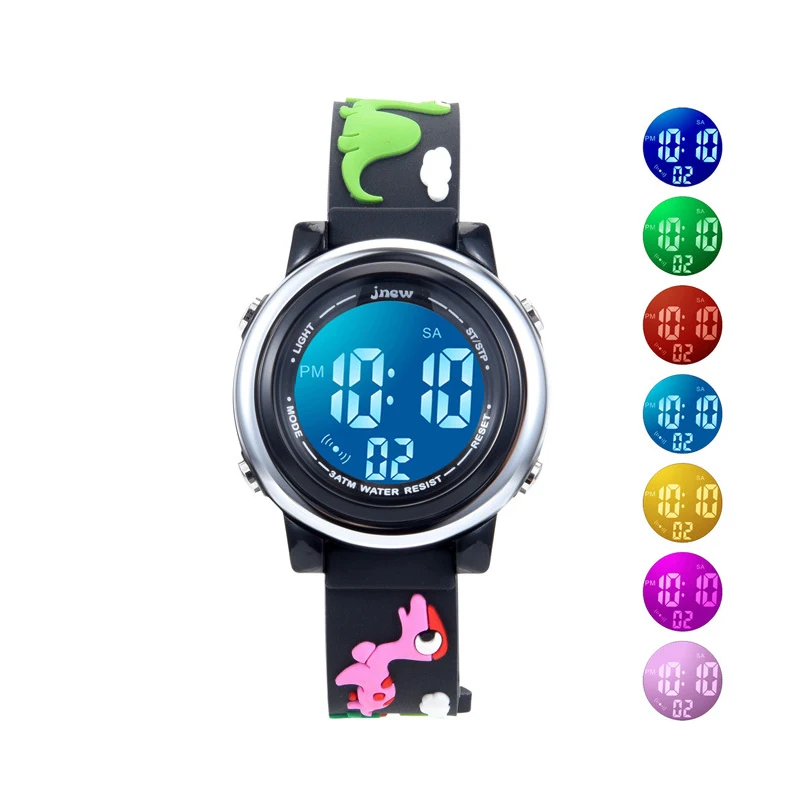 UTHAI C30 Watch Children Cartoon Sports Watch Alarm Clock 30M Waterproof Kids 3D Dinosaur Student Boys LED Electronic Watches