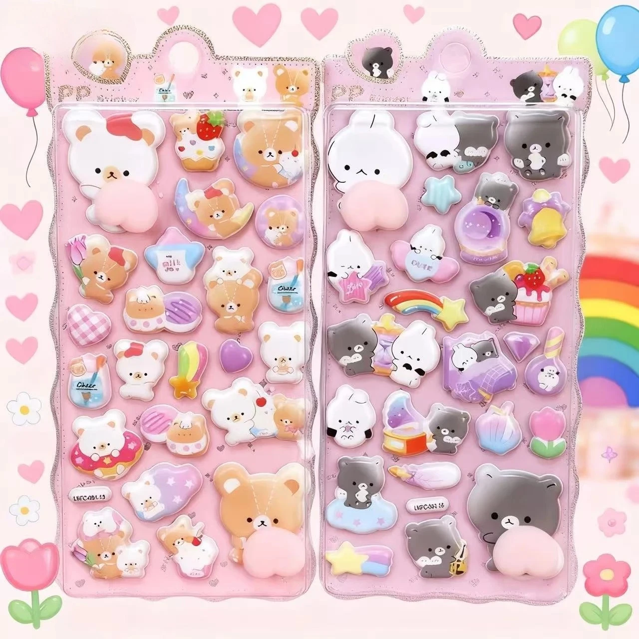 1-2 fogli adesivi animali carini 3D adesivo antistress gonfio e squishy per custodia del telefono decorazione del computer portatile diario regalo di collage fai da te